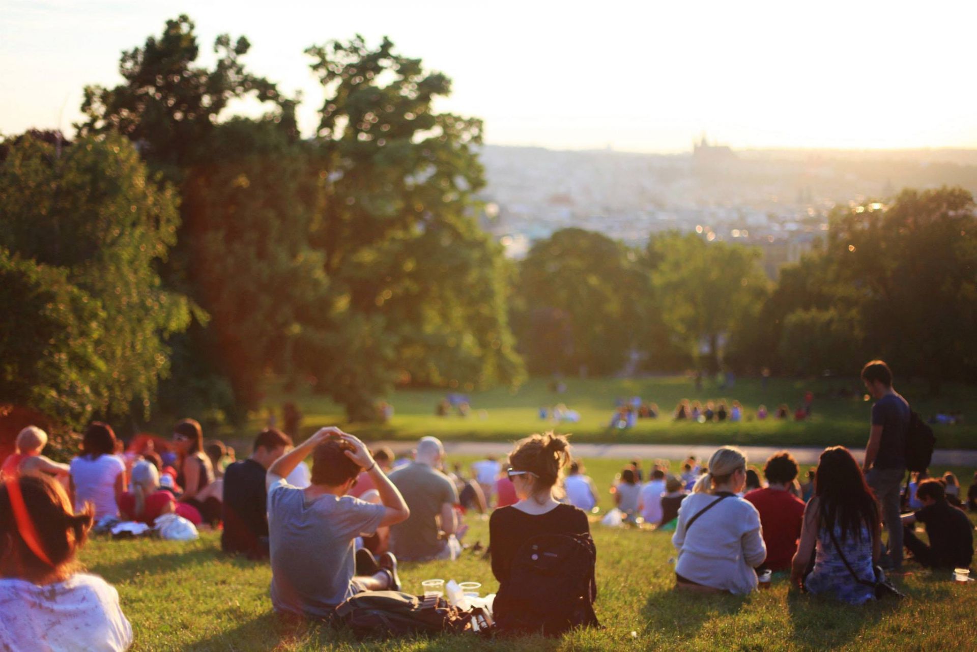 People sitting in grass