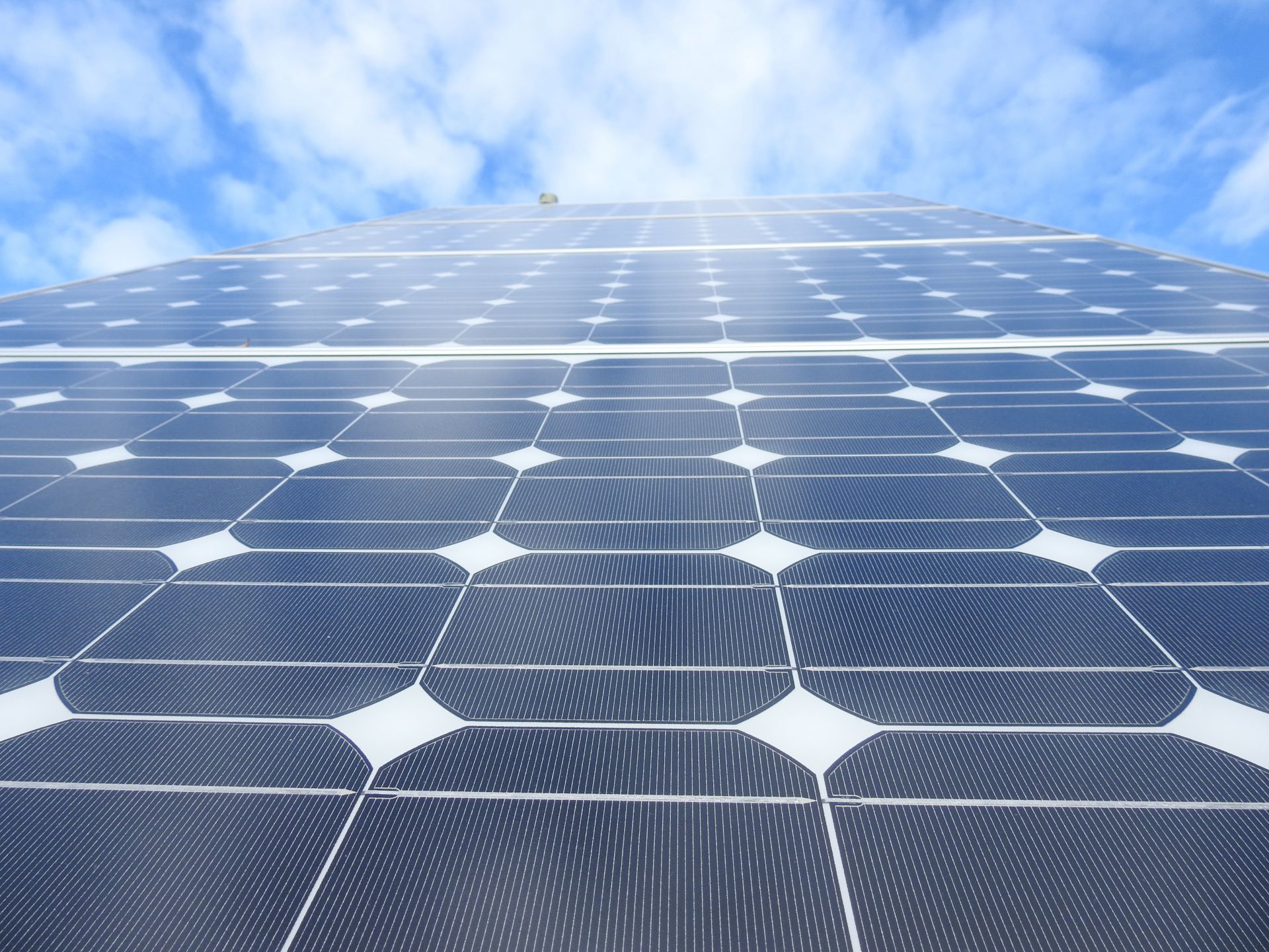 Solar panel going up into the sky